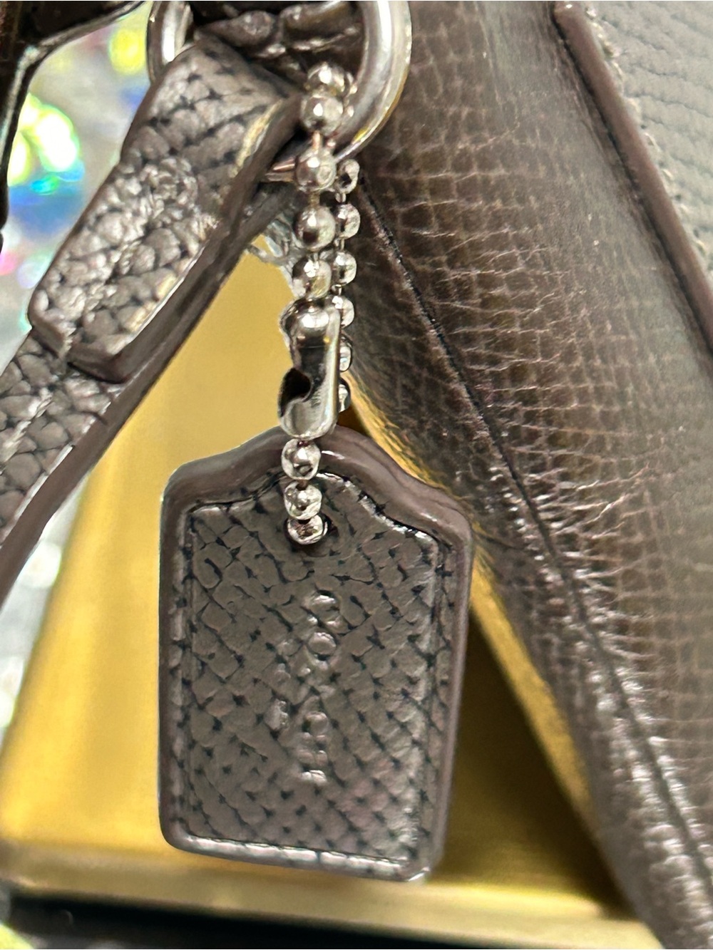 Coach Metallic Bronze Leather Card Wristlet Approx. 6x4 - Picture 7 of 10